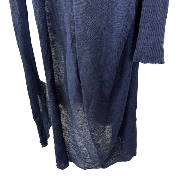 Pure Amici Womens Open 100% Linen Longline Cardigan Sweater Navy Blue sz 1 / M - Picture 8 of 16